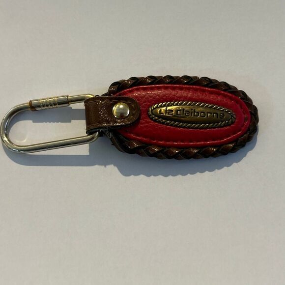 LIZ CLAIBORNE Red Leather Keychain - Picture 1 of 4